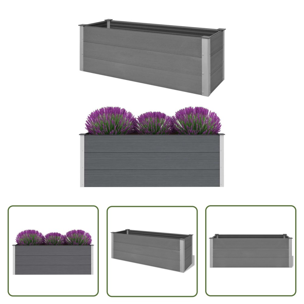 The Living Store Podwyższona donica ogrodowa - WPC - 150x50x54 cm - szara - Podwyższona Donica Ogrodowa