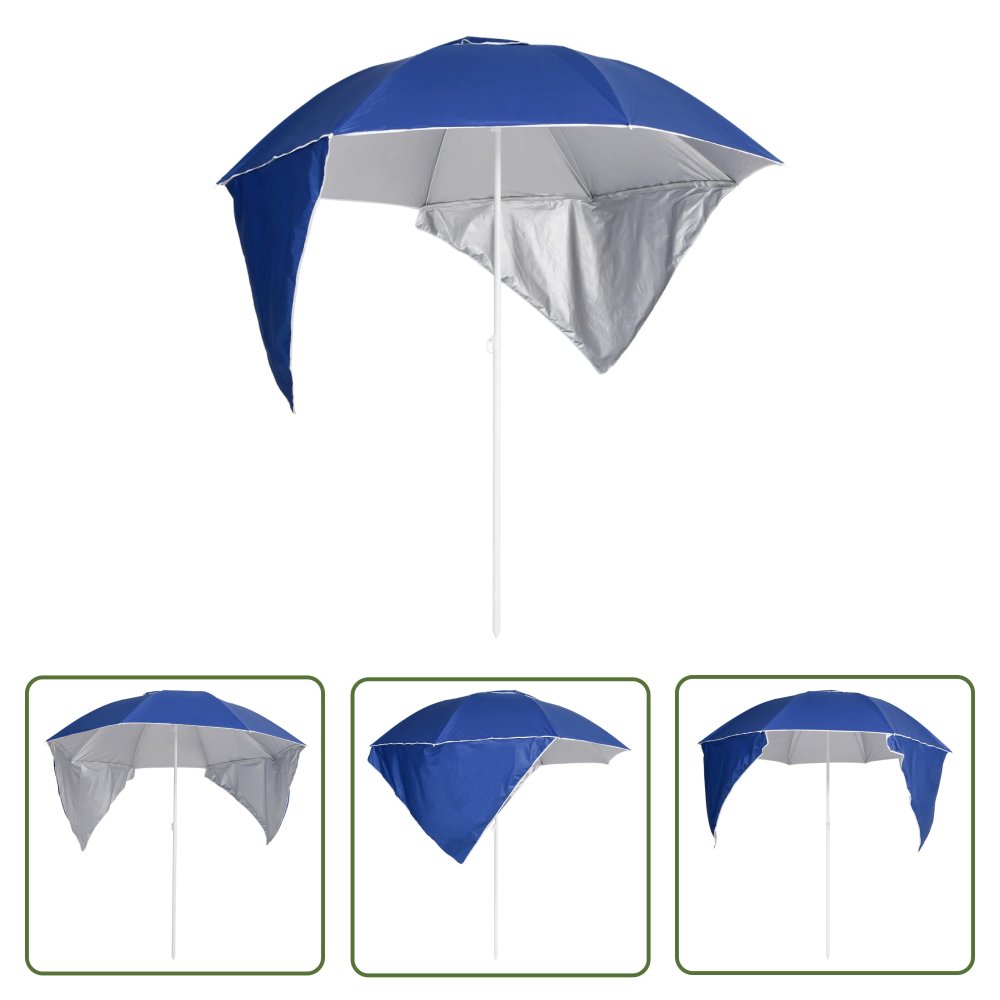 The Living Store Parasol plażowy ze ściankami bocznymi - niebieski - 215 cm - Parasol Ogrodowy