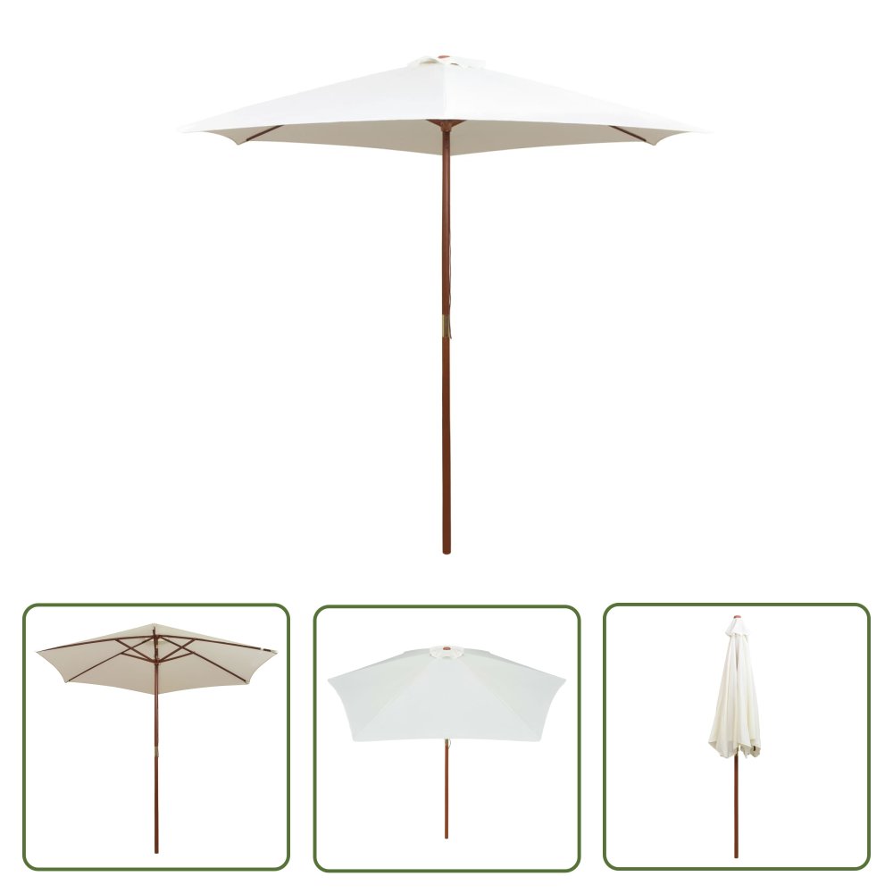 The Living Store Parasol ogrodowy - 270x270 cm - drewniany - kremowy - Parasol Ogrodowy