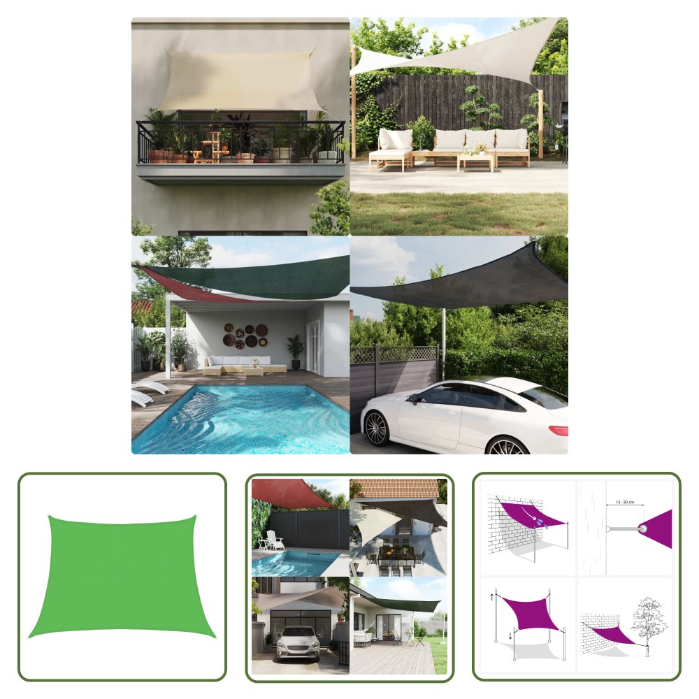 The Living Store Żagiel przeciwsłoneczny - 160 g/m² - jasnozielony - 4/5x3 m - HDPE - Żagiel Ogrodowy