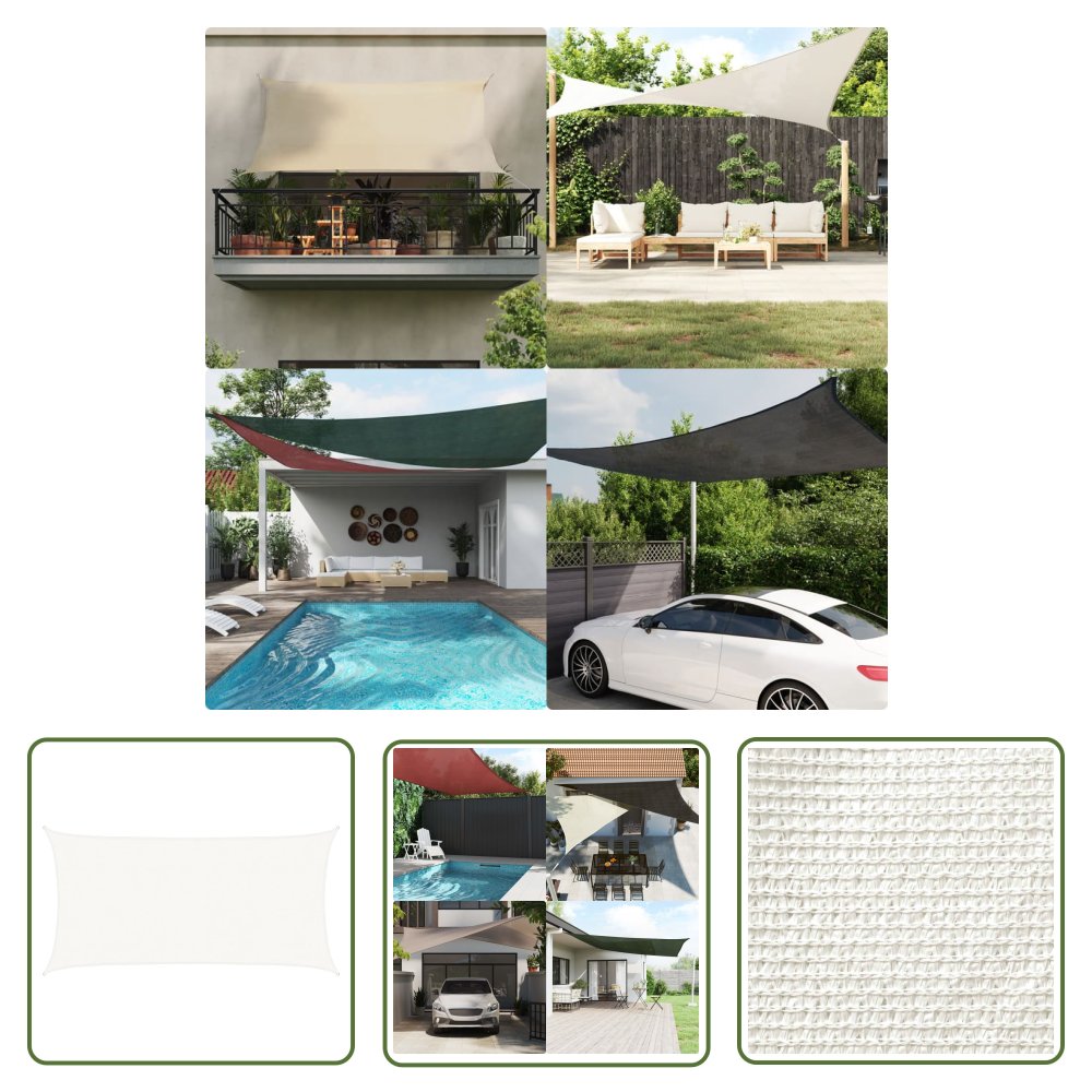 The Living Store Żagiel przeciwsłoneczny - 160 g/m² - biały - 4x7 m - HDPE - Żagiel Ogrodowy