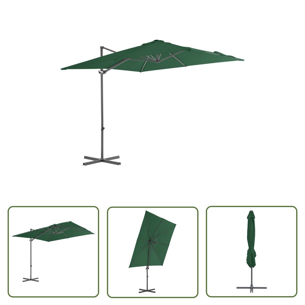 The Living Store Parasol wiszący ze stalowym słupkiem - 250x250 cm - zielony - Parasol Wiszący