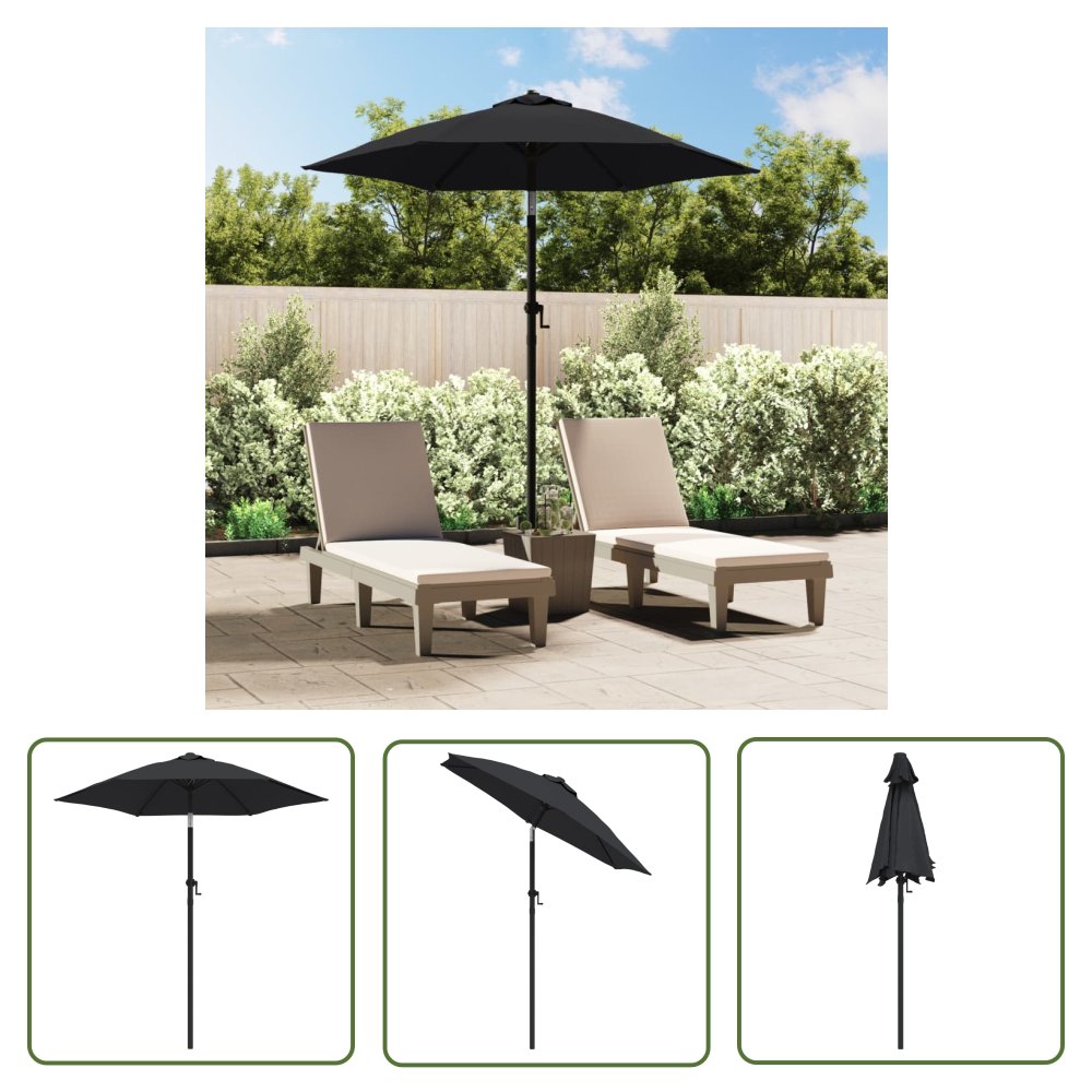 The Living Store Parasol - czarny - 200 x 224 cm - aluminium - Parasol