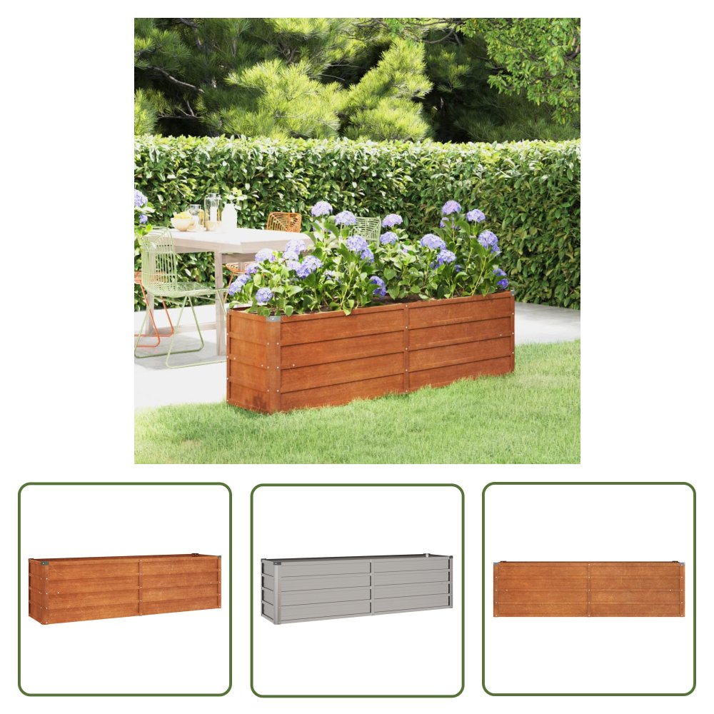 The Living Store Podwyższona donica - rdzawa - 160x40x45 cm - stal kortenowska - Donica Ogrodowa