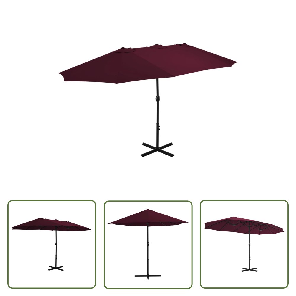 The Living Store Parasol ogrodowy na słupku aluminiowym - 460 x 270 cm - bordowy - Parasol