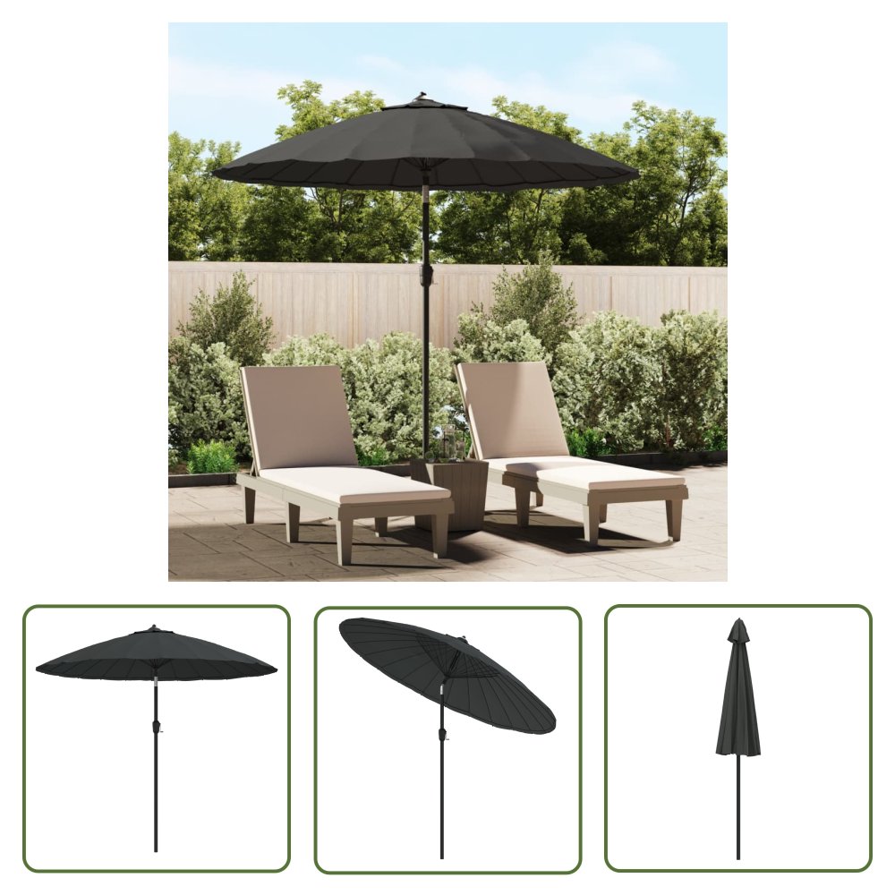 The Living Store Parasol ogrodowy na słupku aluminiowym - 270 cm - antracytowy - Parasol