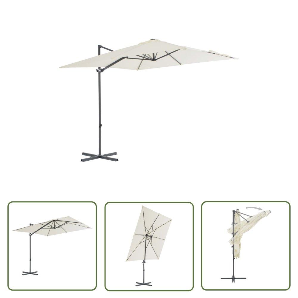 The Living Store Parasol wiszący ze stalowym słupkiem - 250x250 cm - piaskowy - Parasol Wiszący