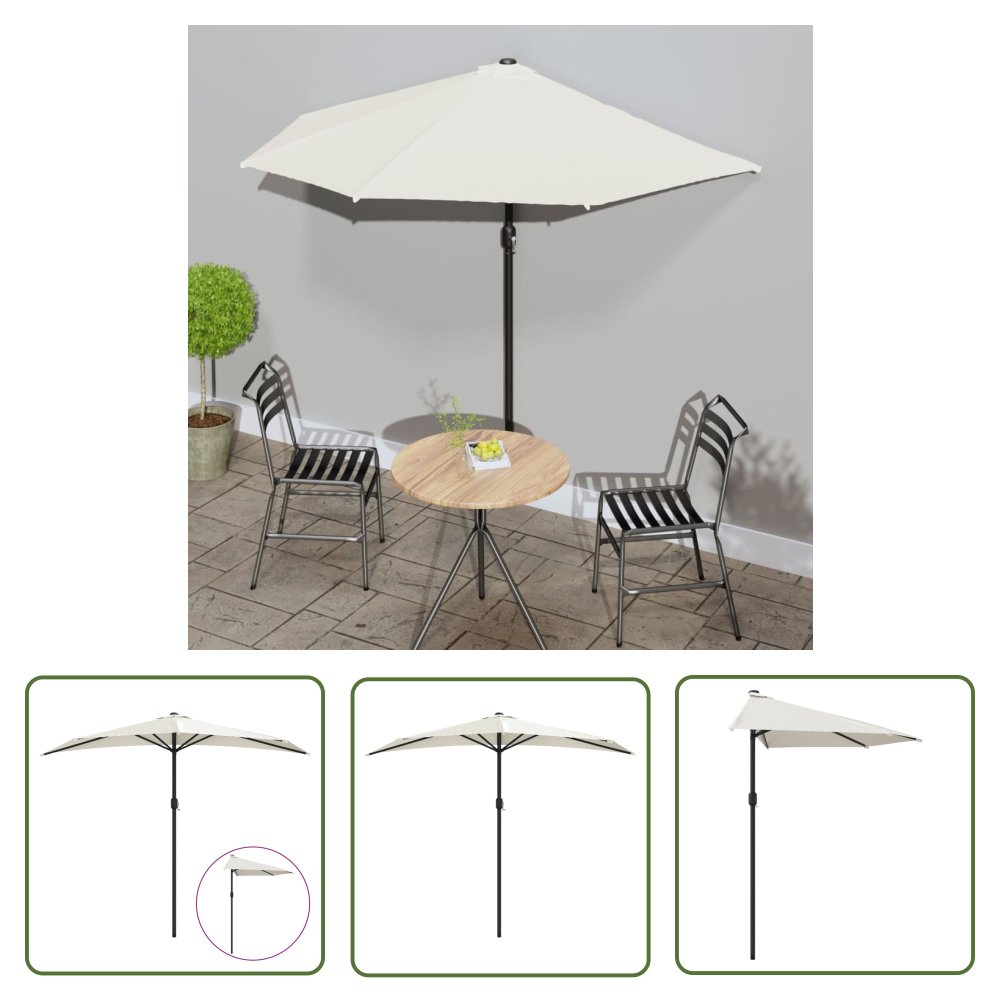 The Living Store Półparasol balkonowy na słupku z aluminium - 270x144cm - piaskowy - Parasol Balkonowy