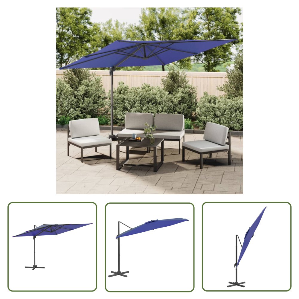The Living Store Parasol wiszący na aluminiowym słupku - lazurowy - 400x300 cm - Parasol Ogrodowy