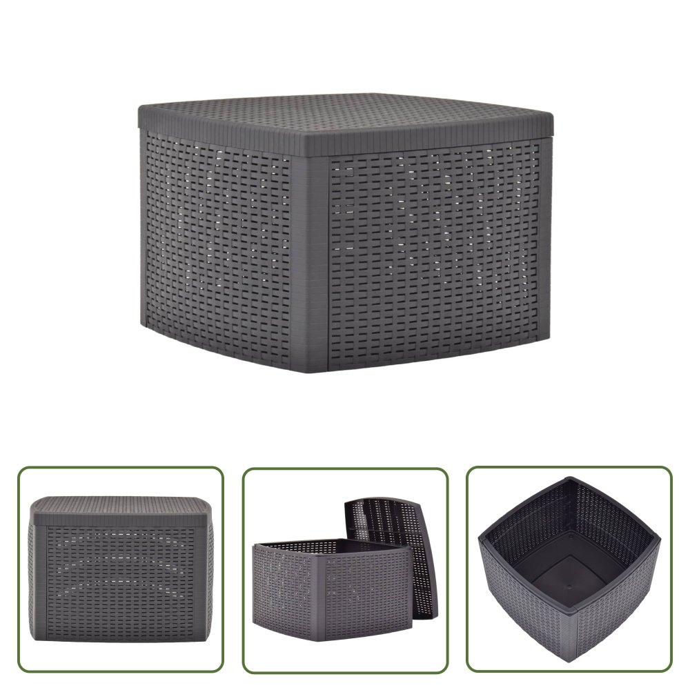 The Living Store Stolik boczny - mokka - 54x54x36 -5 cm - plastikowy - Stolik Ogrodowy