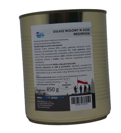 Gulasz wołowy w sosie węgierskim 850g wojskowy