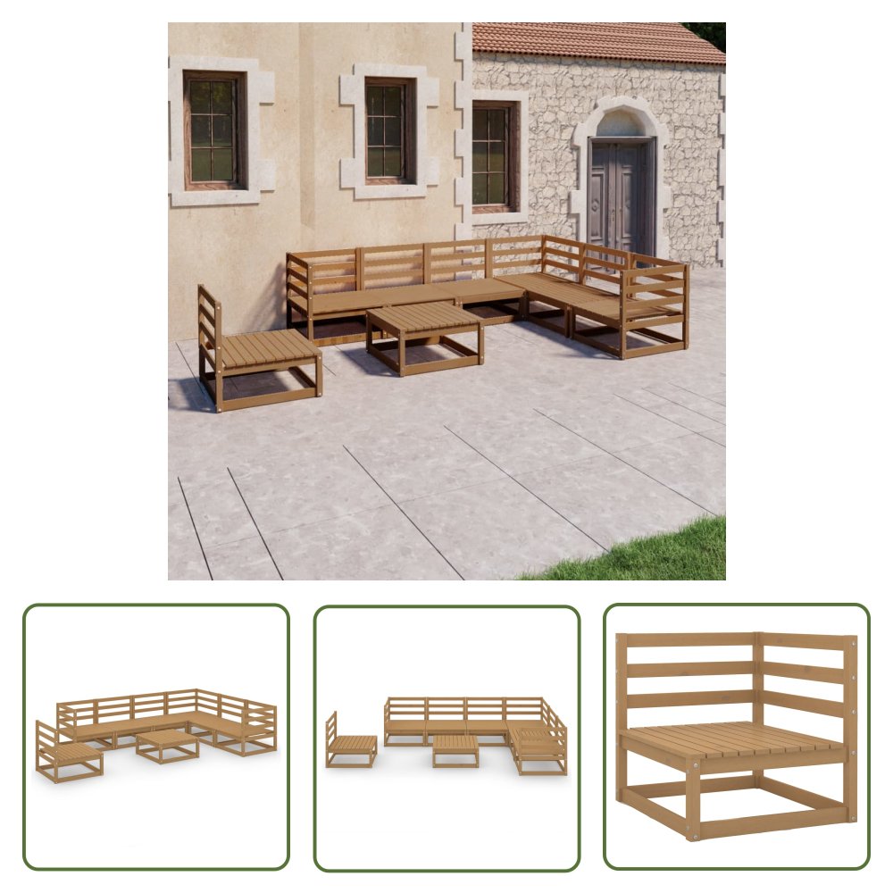 The Living Store 8-cz. zestaw wypoczynkowy do ogrodu - miodowy brąz - sosnowy - Zestaw Wypoczynkowy Do Ogrodu