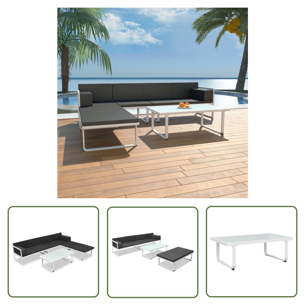 The Living Store 4-cz. zestaw mebli do ogrodu z poduszkami - aluminium - czarny - Sofa Ogrodowa