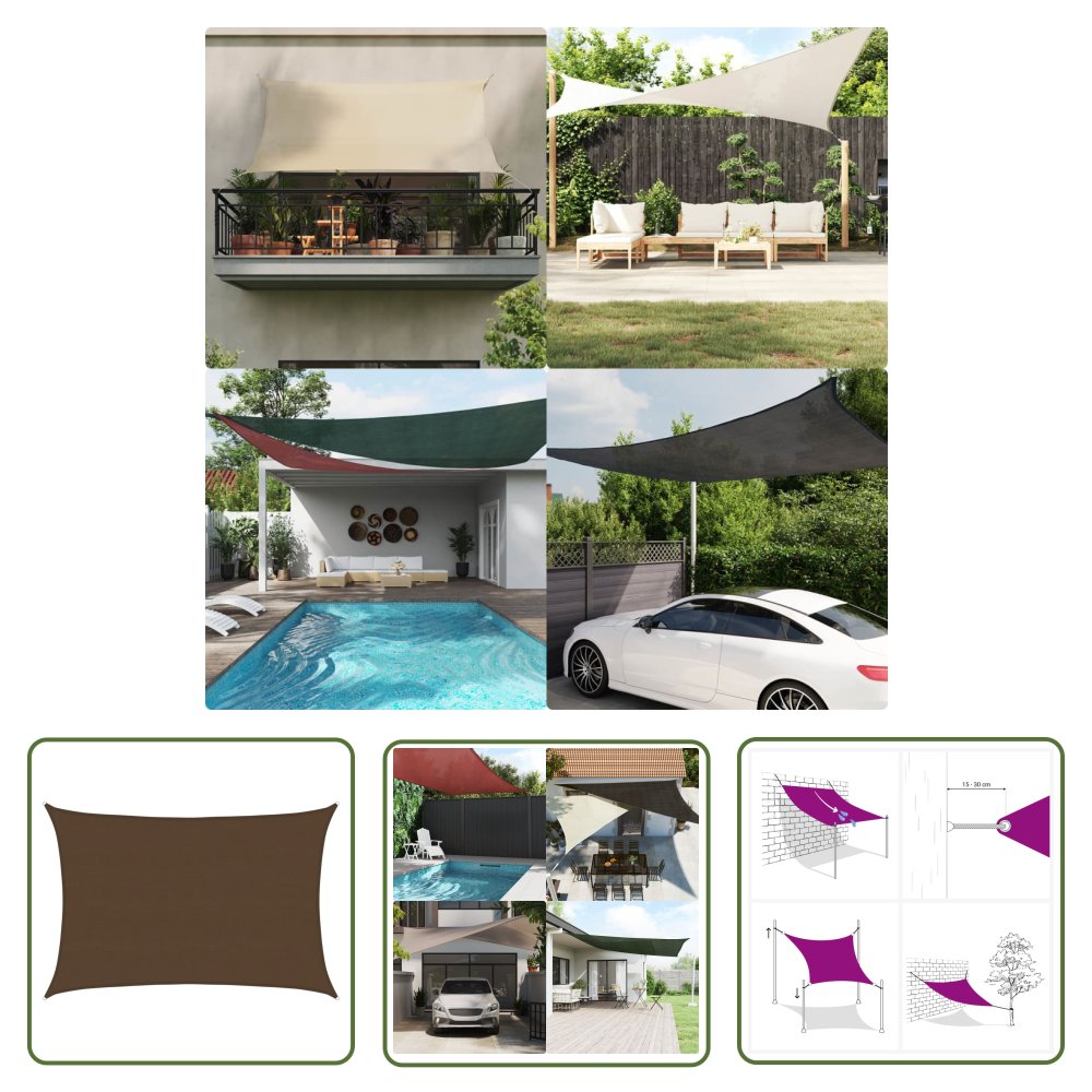 The Living Store Żagiel przeciwsłoneczny - 160 g/m² - brązowy - 5x6 m - HDPE - Żagiel Ogrodowy