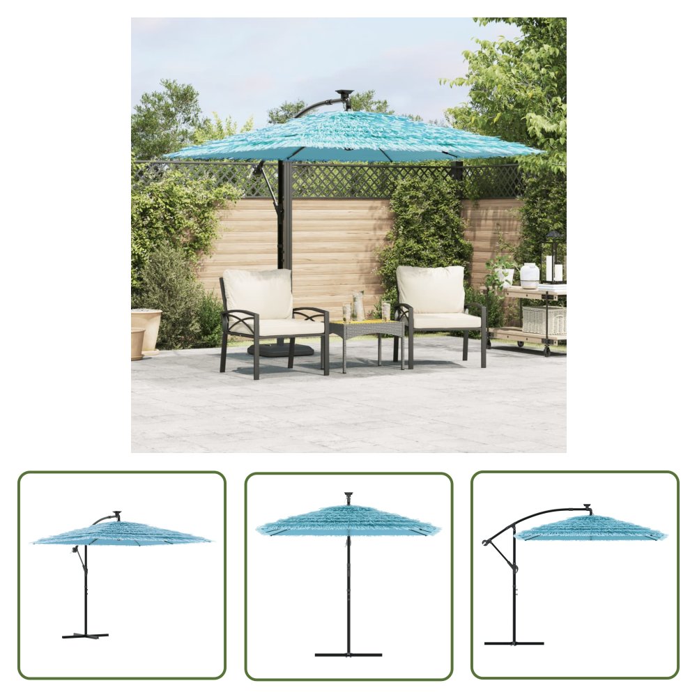 The Living Store Parasol ogrodowy na stalowym słupku - niebieski - 246x246x230 cm - Parasol Ogrodowy