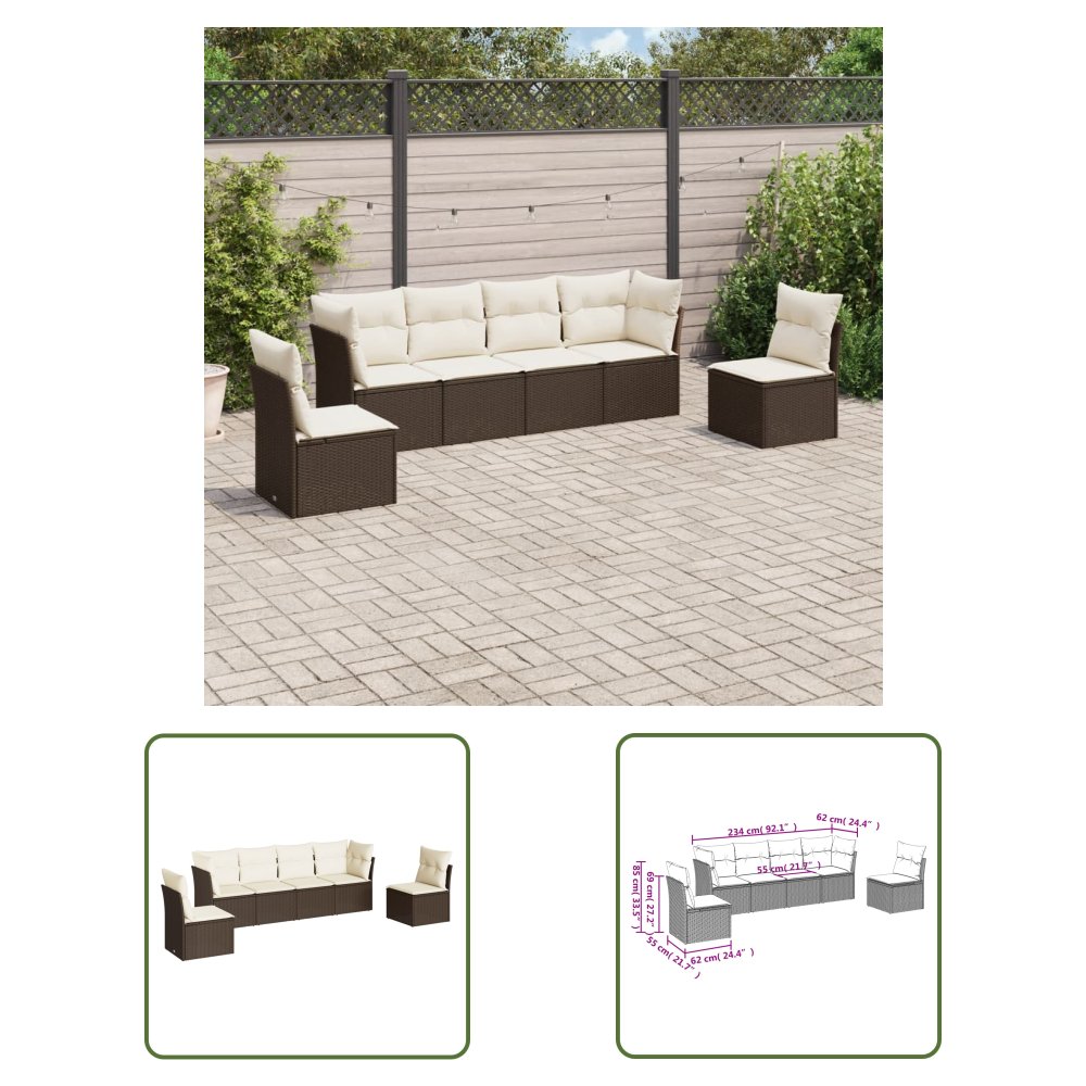 The Living Store 6-cz. zestaw wypoczynkowy do ogrodu - z poduszkami - brązowy - Sofa Ogrodowa