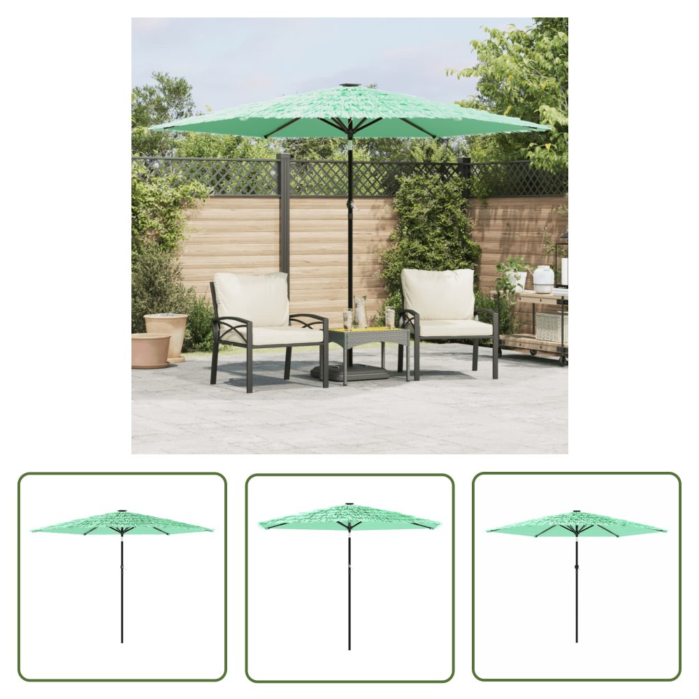The Living Store Parasol ogrodowy na stalowym słupku - zielony - 288x288x225 cm - Parasol Ogrodowy