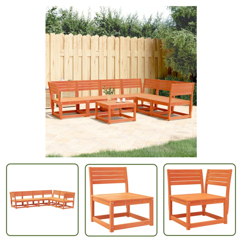 The Living Store 6-cz. zestaw mebli ogrodowych - woskowy brąz - drewno sosnowe - Zestaw Wypoczynkowy Do Ogrodu
