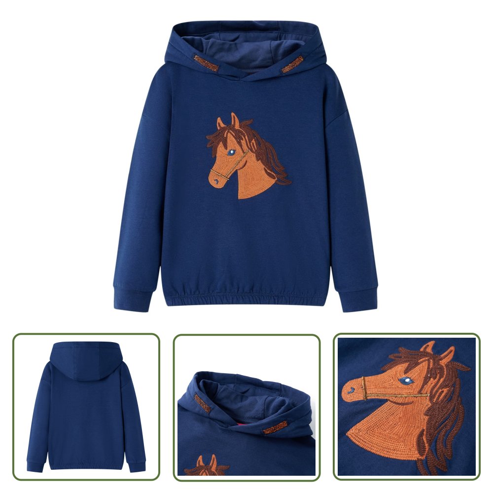Bluza dziecięca z kapturem - granatowa - 104 - Bluza Dziewczęca
