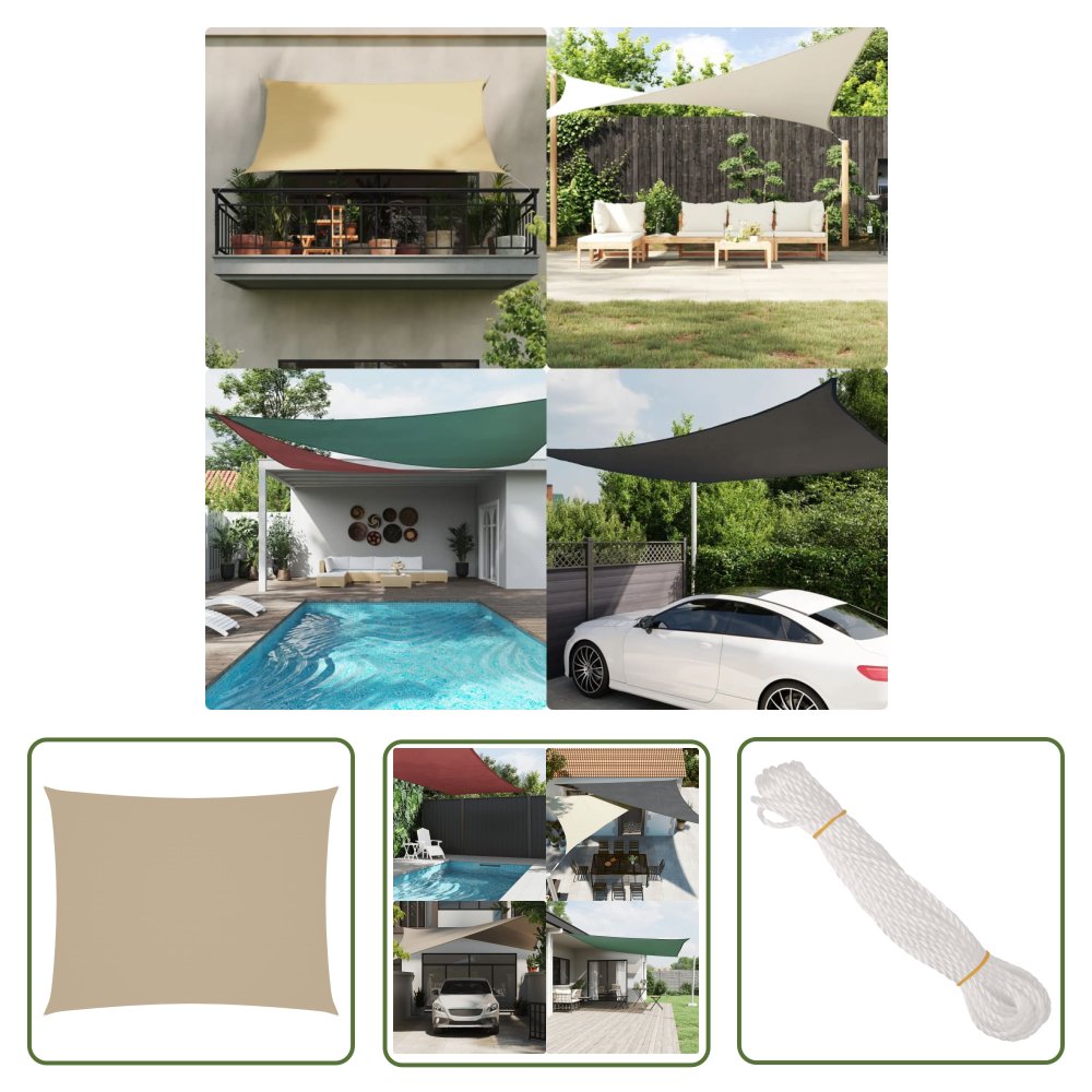 The Living Store Żagiel ogrodowy - tkanina Oxford - prostokątny - 4x5 m - beżowy - Żagiel Ogrodowy