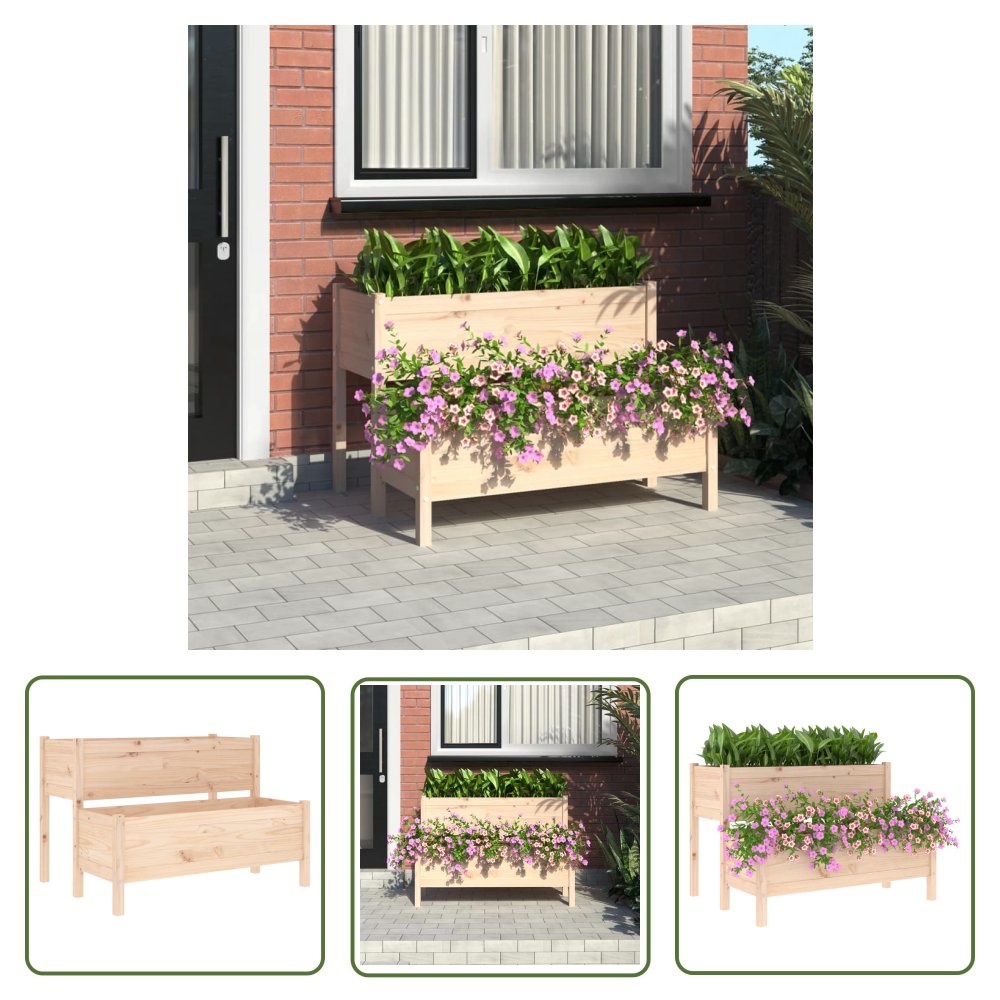 The Living Store Donica - 110x84x75 cm - lite drewno sosnowe - Donica Ogrodowa