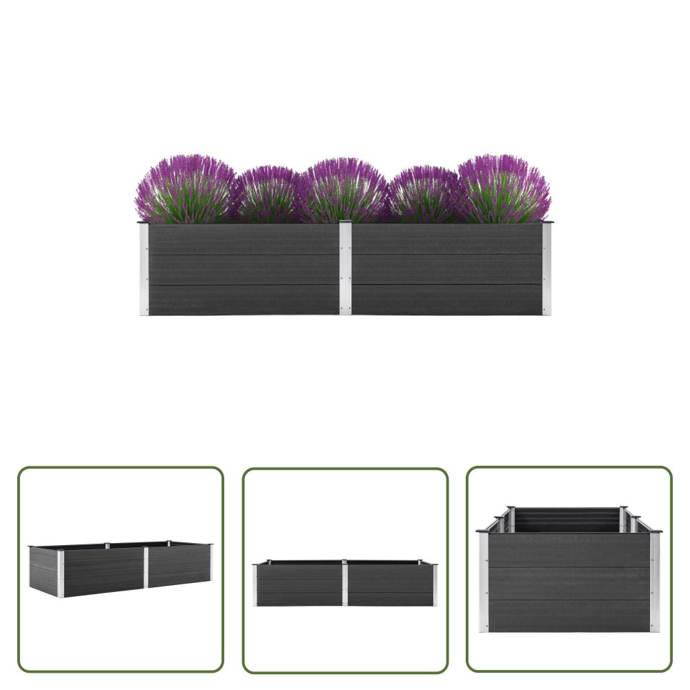 The Living Store Podwyższona donica ogrodowa - 250 x 100 x 54 cm - WPC - szara - Podwyższona Donica Ogrodowa