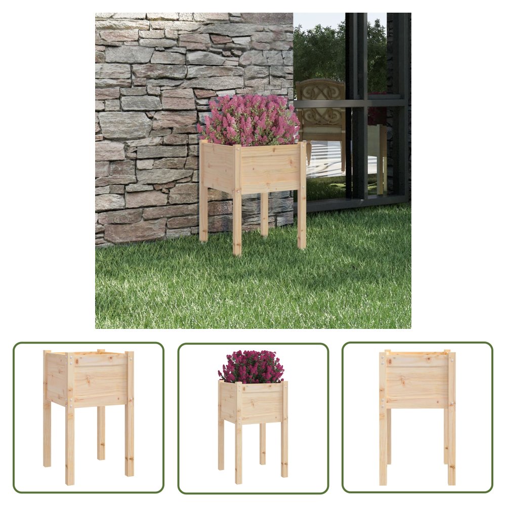 The Living Store Donica ogrodowa - 50x50x70 cm - lite drewno sosnowe - Podwyższona Donica