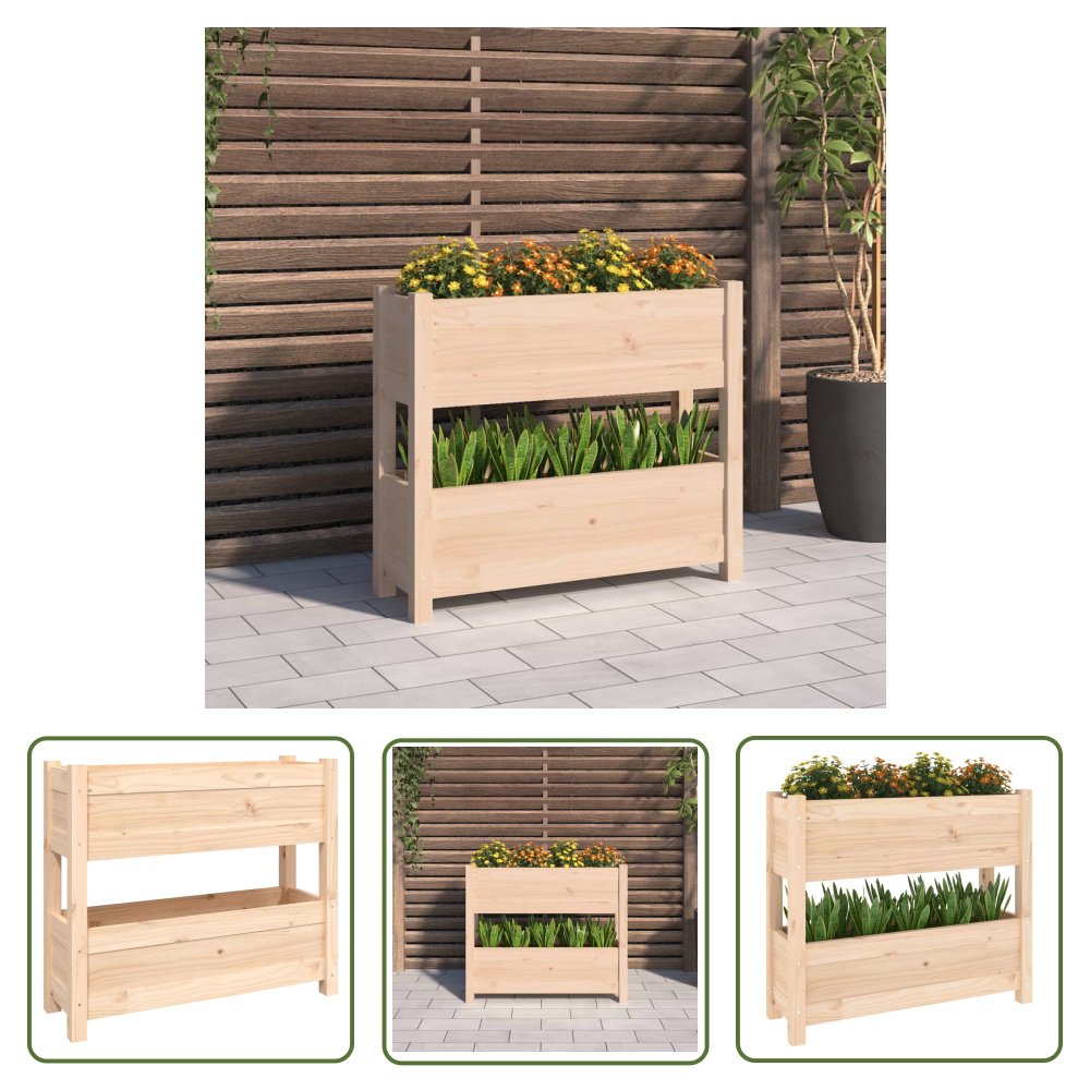 The Living Store Donica - 77x25x66 cm - lite drewno sosnowe - Donica Ogrodowa