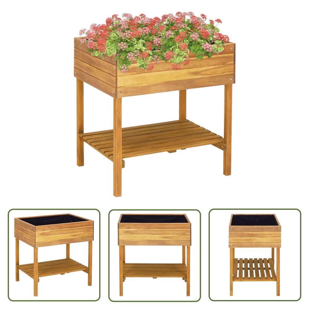The Living Store Wysoka donica ogrodowa - 78 -5x58 -5x78 -5 cm - lite drewno akacjowe - Donica