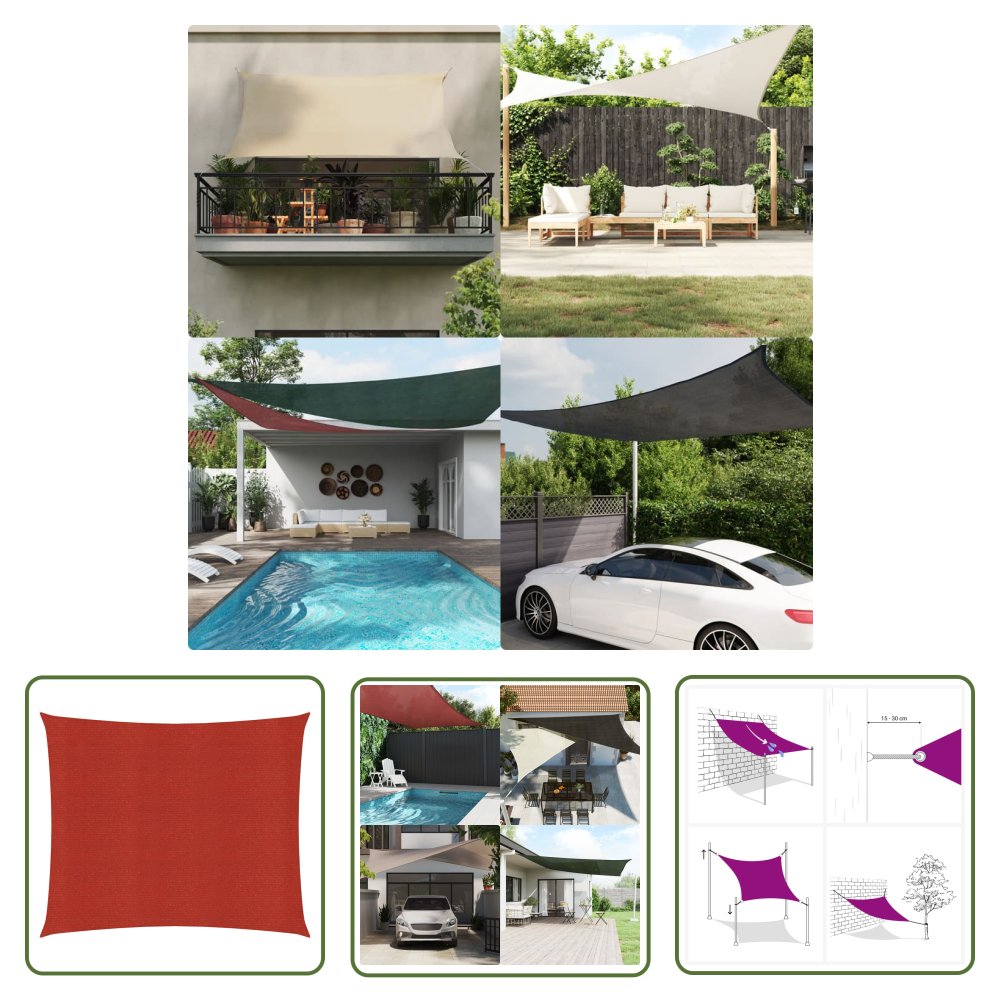 The Living Store Żagiel przeciwsłoneczny - 160 g/m² - czerwony - 4 -5x4 -5 m - HDPE - Żagiel Ogrodowy
