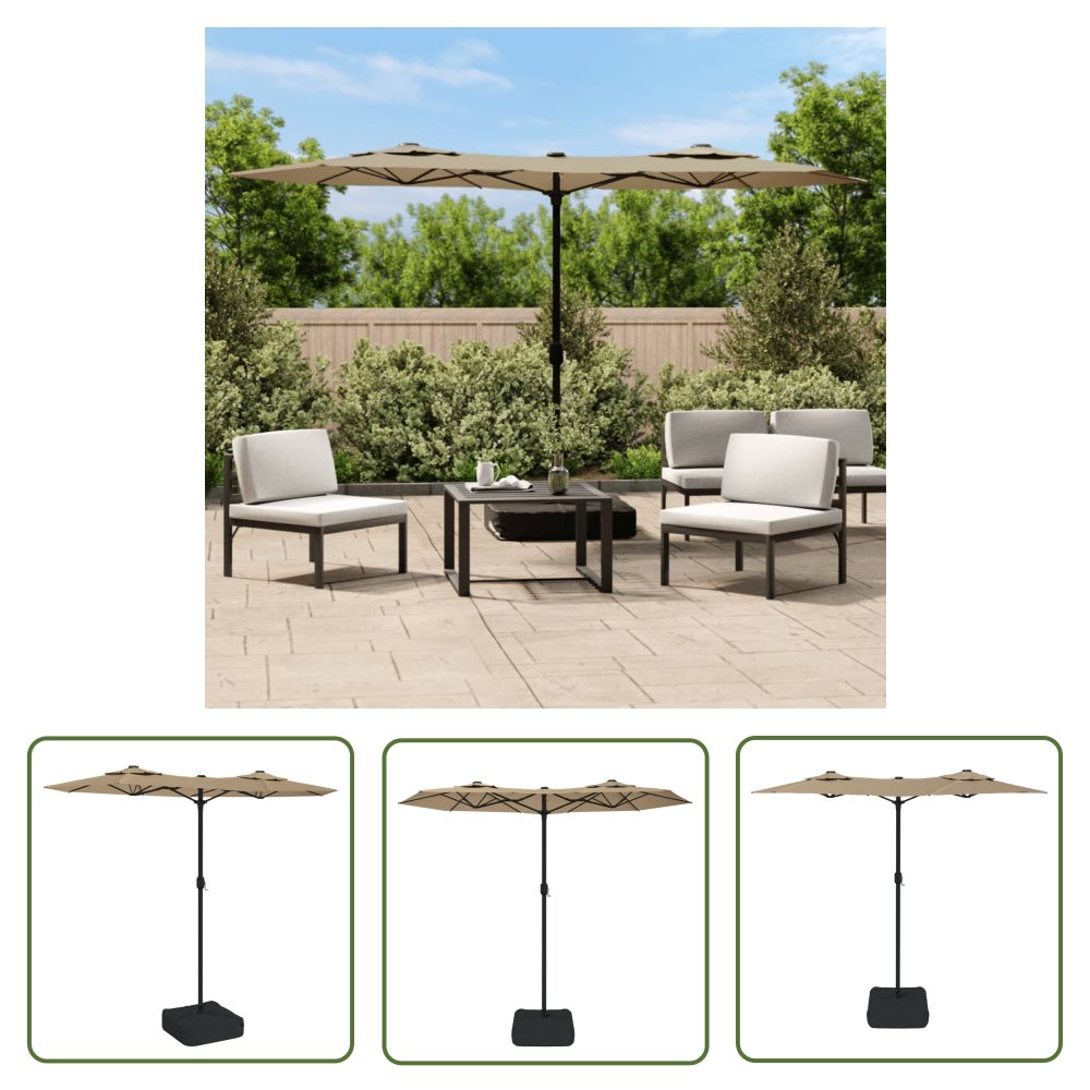 The Living Store Podwójny parasol ogrodowy - taupe - 316x240 cm - Parasol Ogrodowy