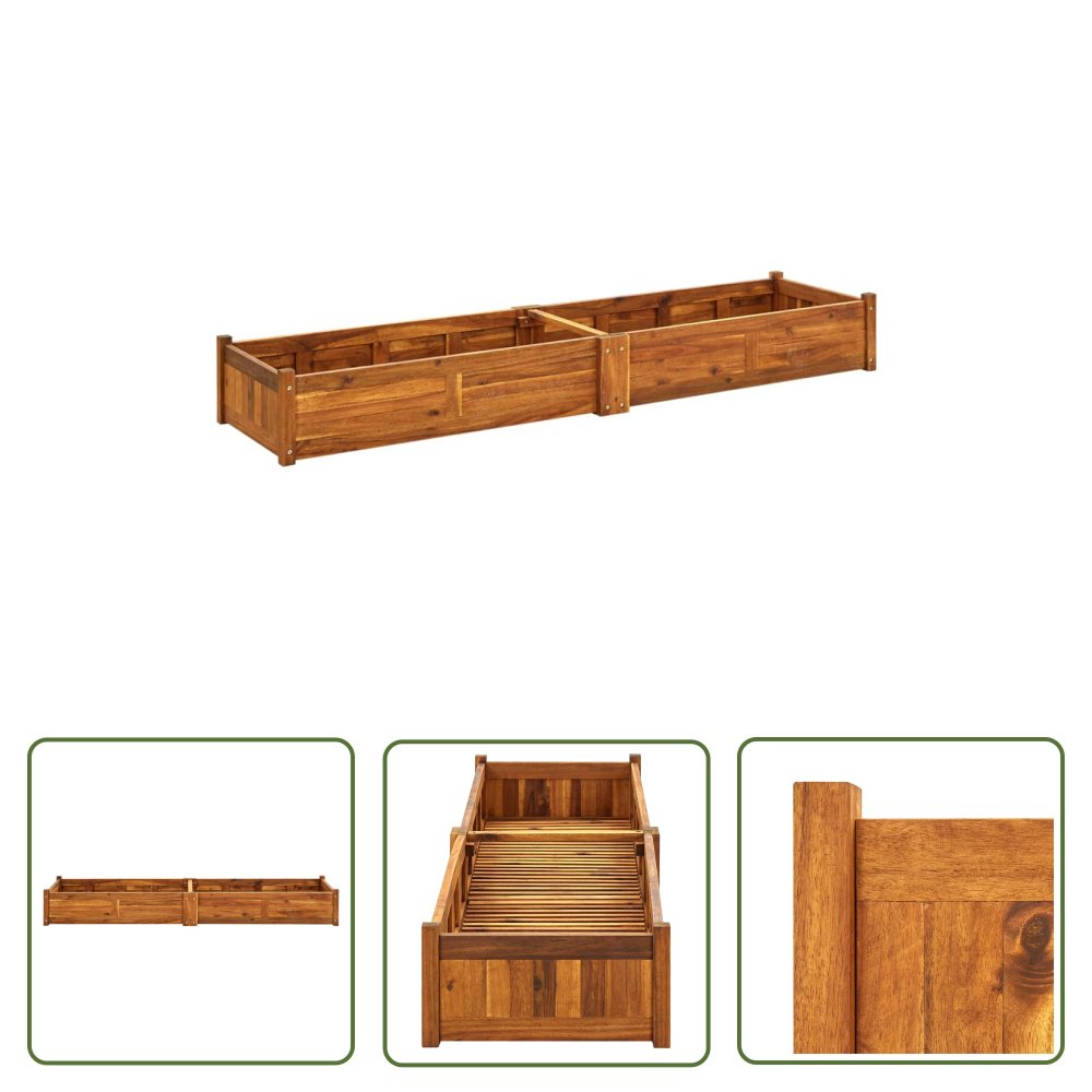 The Living Store Podwyższona donica ogrodowa - drewno akacjowe - 200x50x25 cm - Podwyższona Donica