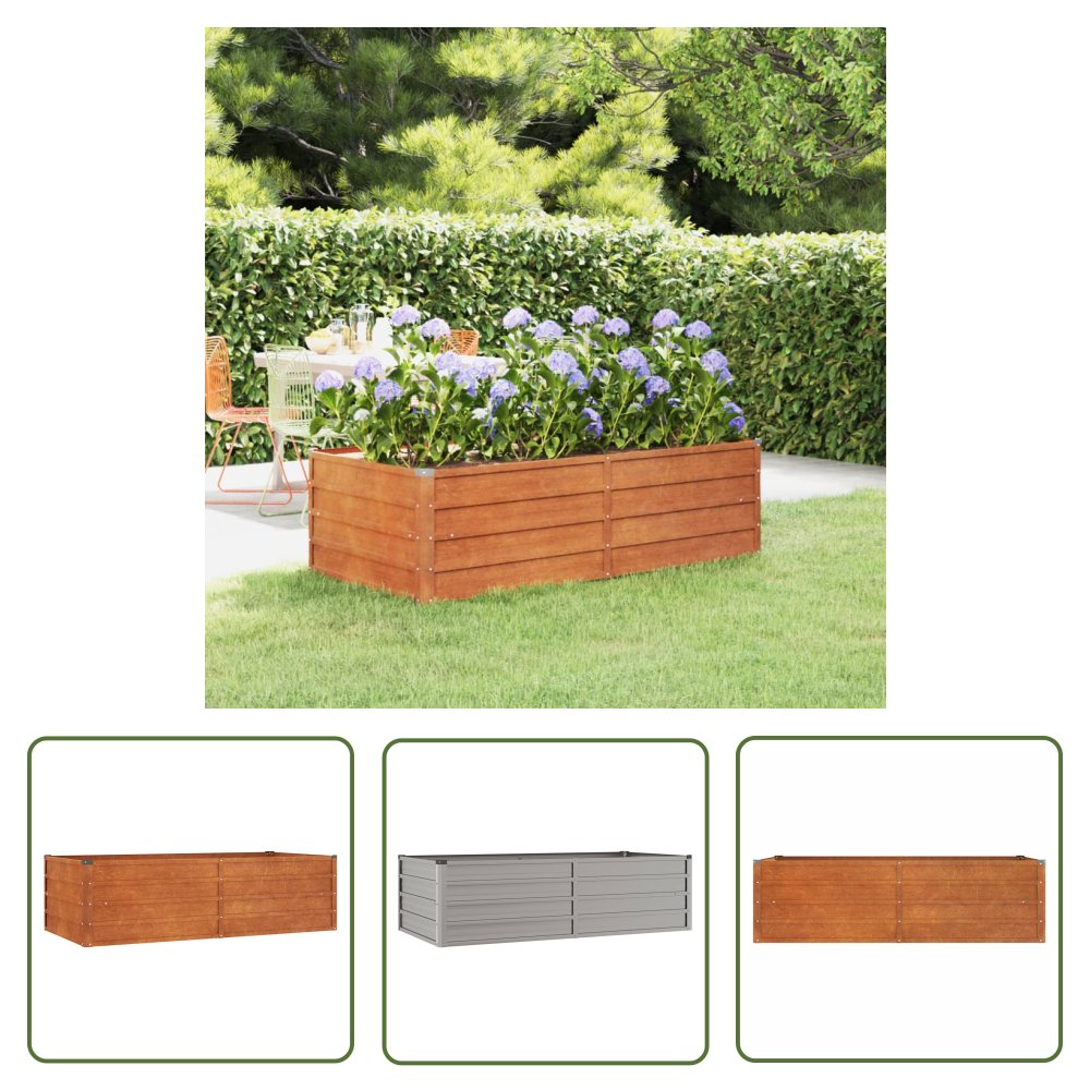 The Living Store Podwyższona donica - rdzawa - 160x80x45 cm - stal kortenowska - Donica Ogrodowa