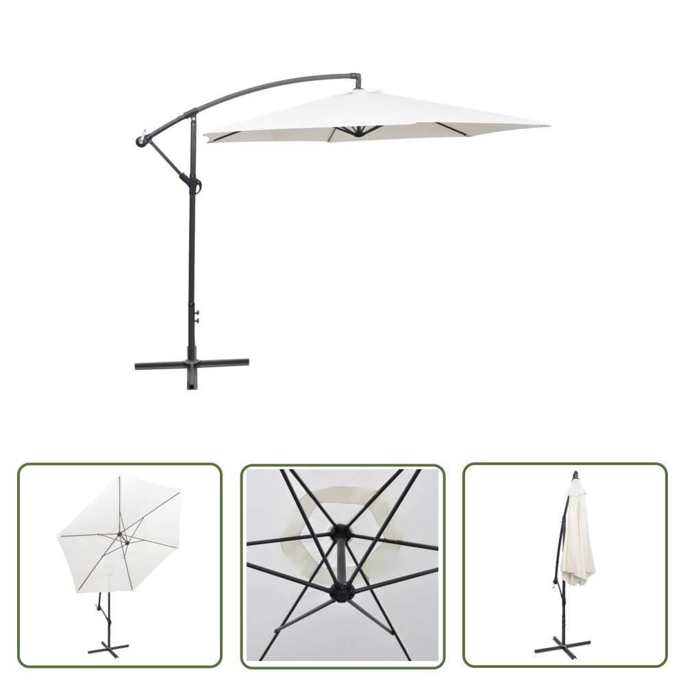 The Living Store Parasol na wysięgniku 3 m - piaskowy - Parasol Wiszący