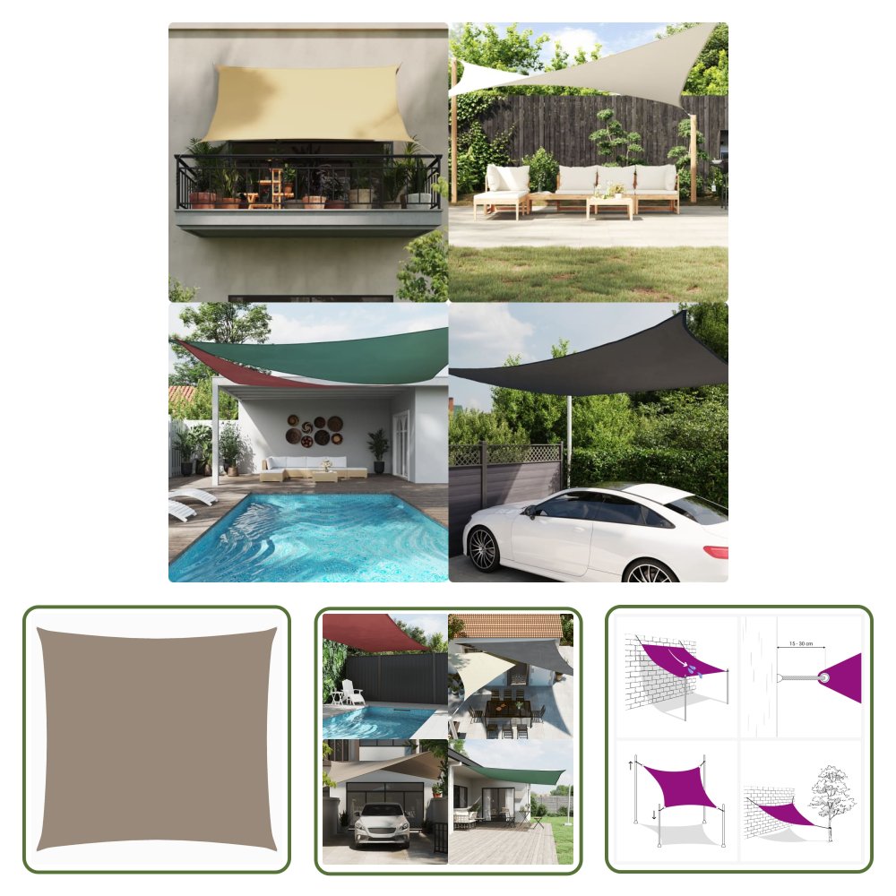 The Living Store Żagiel ogrodowy - tkanina Oxford - kwadratowy - 6x6 m - taupe - Żagiel Ogrodowy