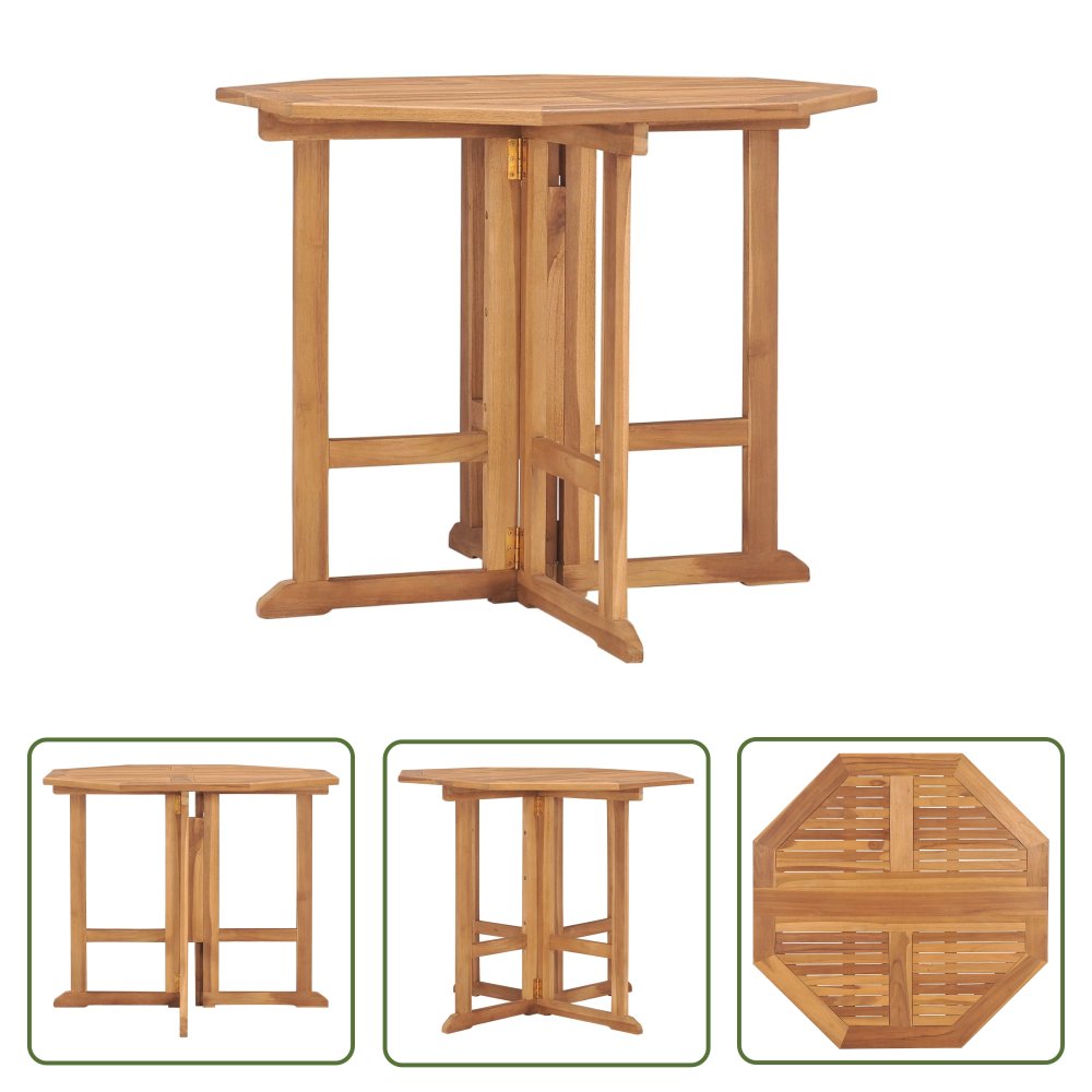 The Living Store Składany stół ogrodowy - 90x90x75 cm - lite drewno tekowe - Stół