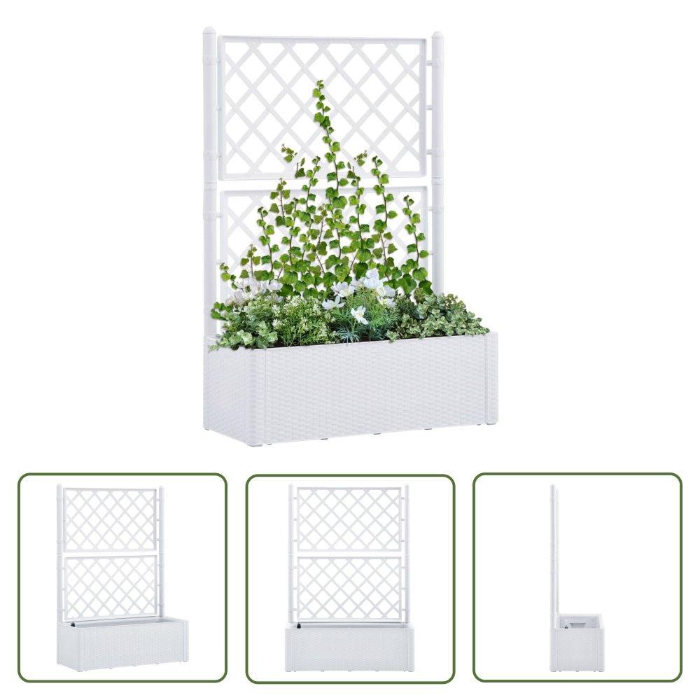 The Living Store Podwyższona donica z treliażem i systemem podlewania - biała - Donica