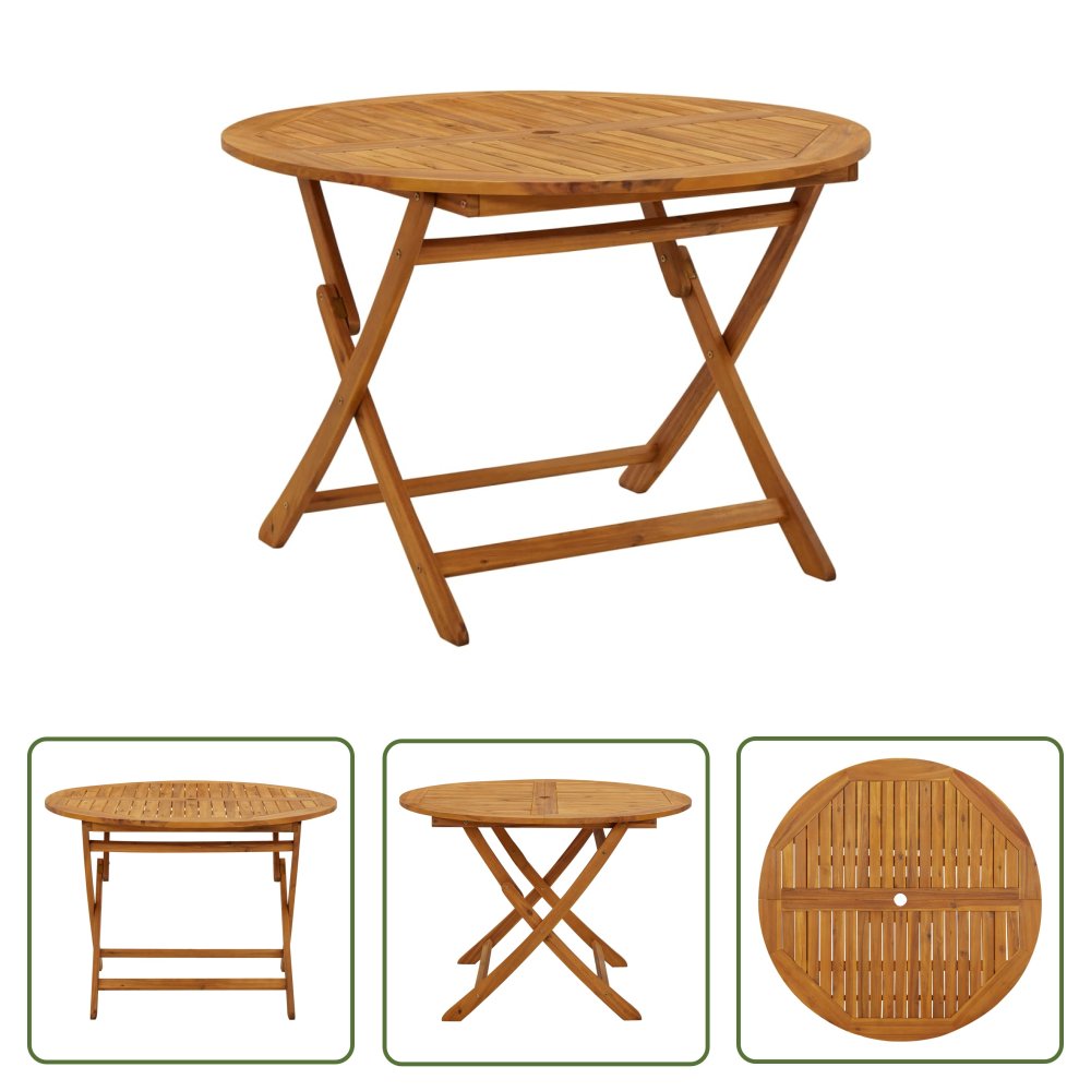 The Living Store Składany stół ogrodowy - 110 cm - lite drewno akacjowe - Stół Ogrodowy