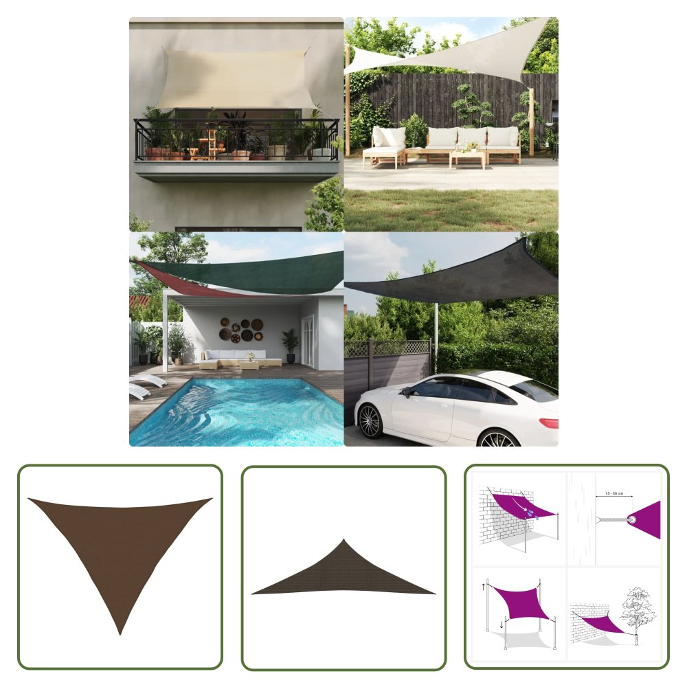 The Living Store Żagiel przeciwsłoneczny - 160 g/m² - brązowy - 5x5x6 m - HDPE - Żagiel Ogrodowy