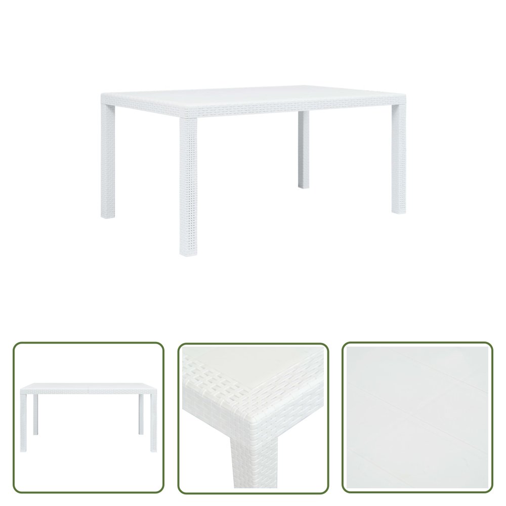 The Living Store Stół ogrodowy - 150x90x72 cm - plastikowy - biały - Stół Ogrodowy