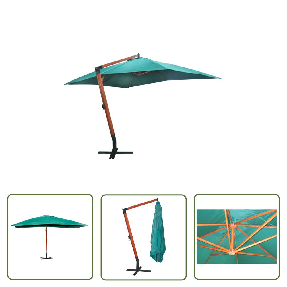 The Living Store Parasol ogrodowy podwieszany - 300x400 cm - zielony - Parasol