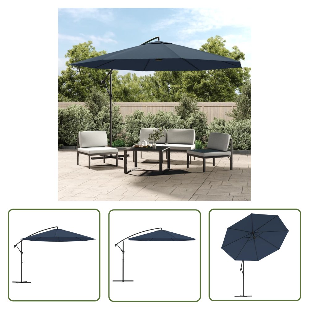 The Living Store Parasol na wysięgniku 3 -5 m - niebieski - Parasol Wiszący