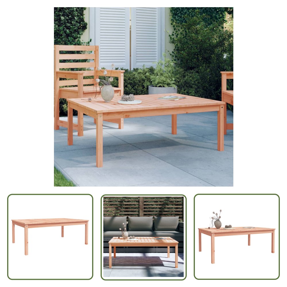 The Living Store Stolik ogrodowy - 121x82 -5x45 cm - lite drewno daglezjowe - Stół Ogrodowy