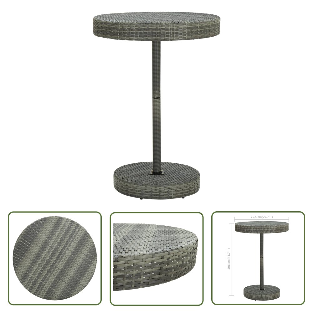The Living Store Stolik ogrodowy - szary - 75 -5 x 106 cm - polirattan - Stolik Ogrodowy