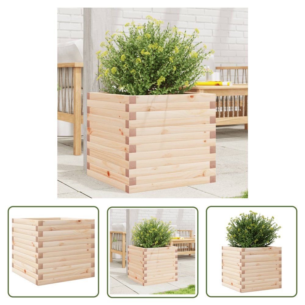 The Living Store Donica ogrodowa - 50x50x45 -5 cm - lite drewno sosnowe - Donica Ogrodowa