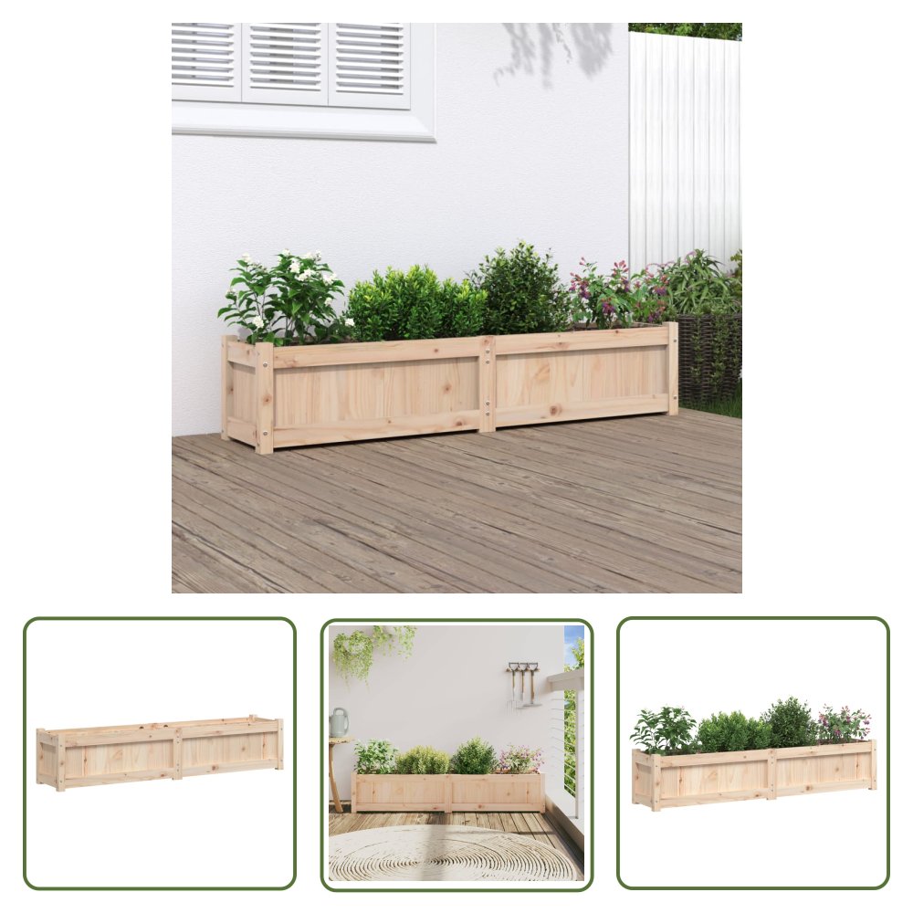 The Living Store Donica ogrodowa - 150x31x31 cm - lite drewno sosnowe - Doniczka