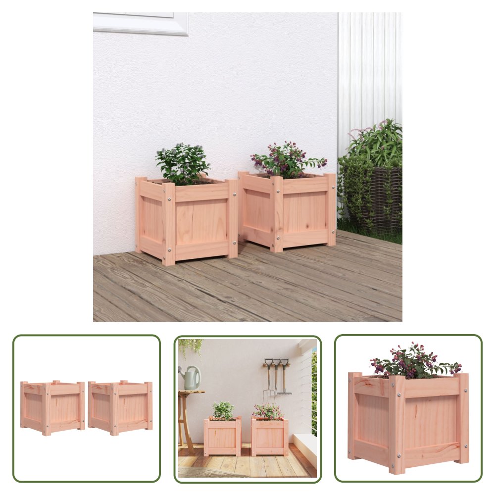 The Living Store Donice ogrodowe - 2 szt. - lite drewno daglezjowe - Donica
