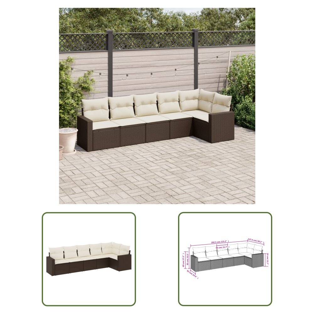 The Living Store 6-cz. zestaw wypoczynkowy do ogrodu - z poduszkami - brązowy - Sofa Ogrodowa