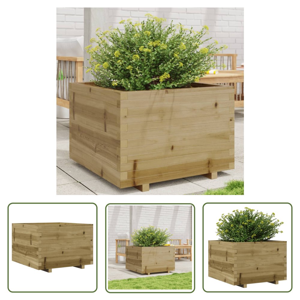 The Living Store Donica ogrodowa - 70x70x49 -5 cm - impregnowane drewno sosnowe - Donica Ogrodowa