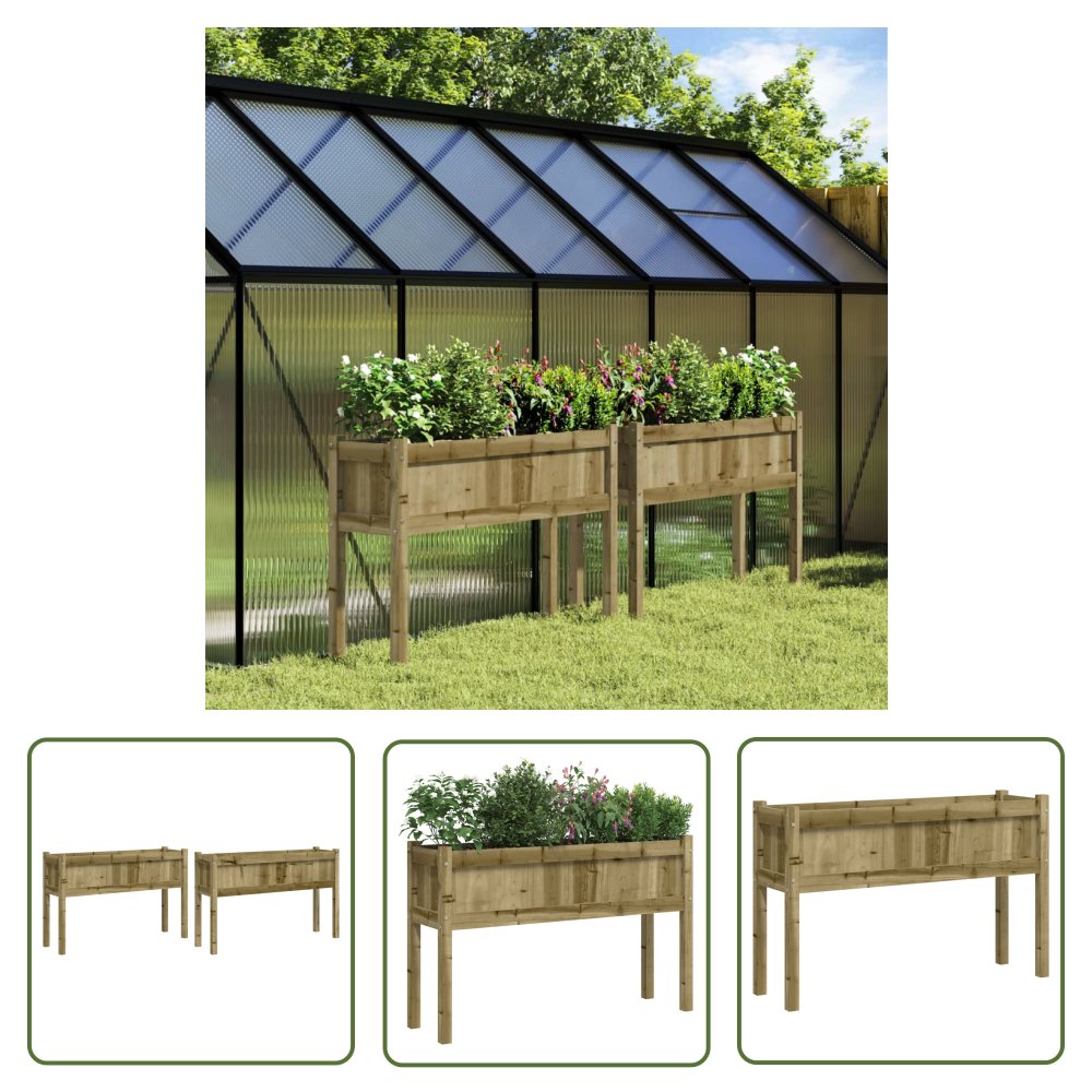 The Living Store Donice ogrodowe na nogach - 2 szt. - impregnowane drewno sosnowe - Doniczka